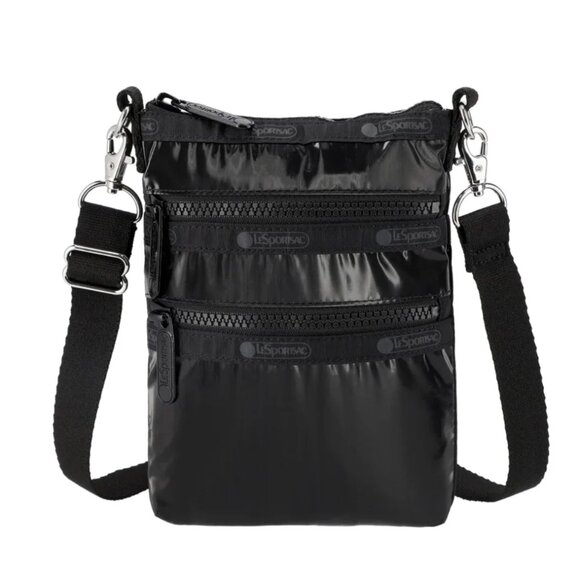 LeSportsac Patent Leather 3 Zipper Crossbody Bag - Picture 1 of 11